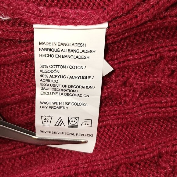 IZOD Men’s Quarter Zip Cable Knit Sweater XL Red Cotton Blend Pullover - Picture 6 of 10